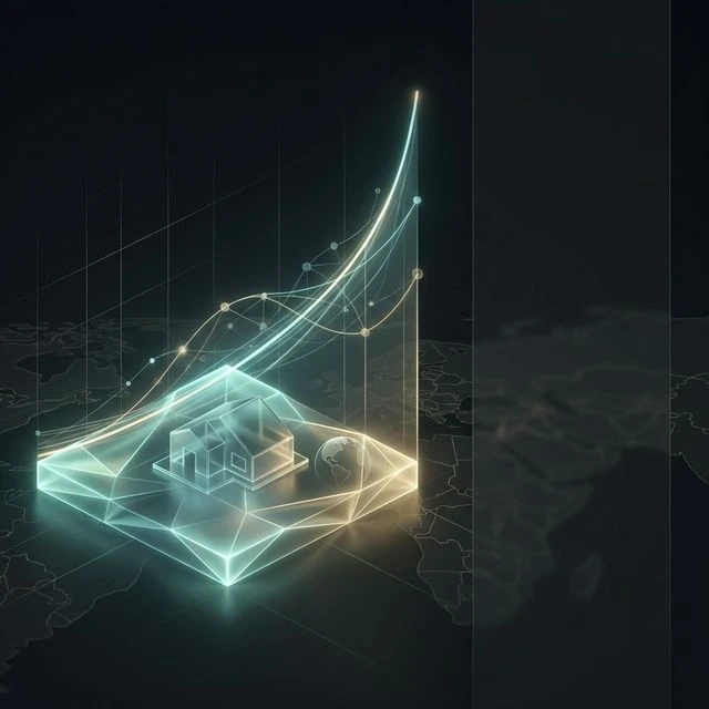 Illustration of compounding exponential growth over 20 years