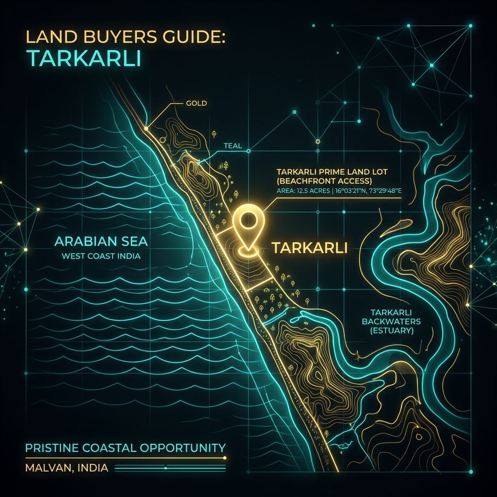 Tarkarli beach and Karli estuary — understanding the dual CRZ exposure before buying coastal land near Malvan
